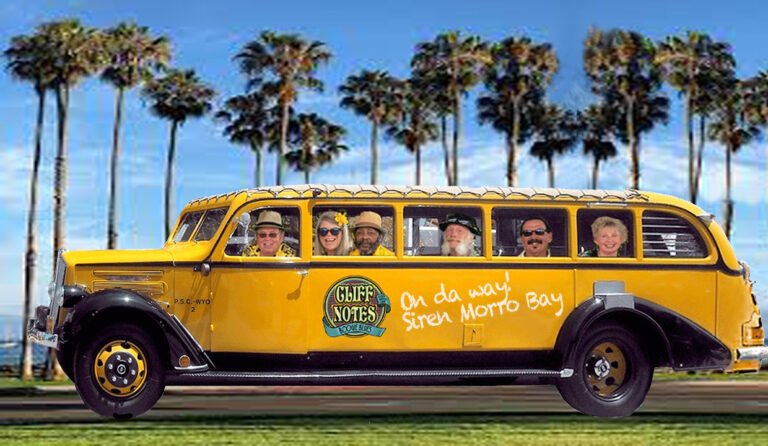 The Cliffnotes in their vintage tourbus
